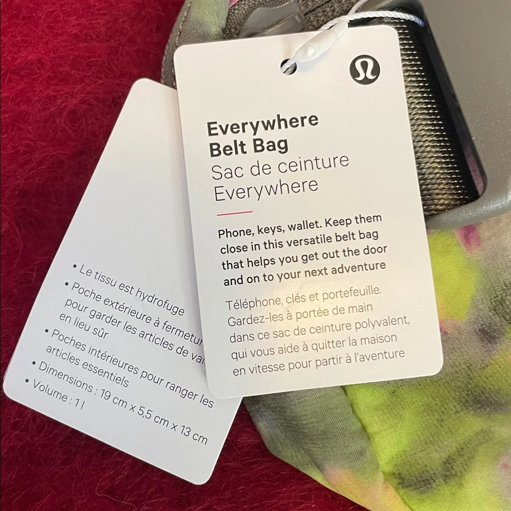 LULULEMON EVERYWHERE 1LTR HYPER TIE-DYE MULTI ROVER BELT BAG GREEN PINK & GRAY